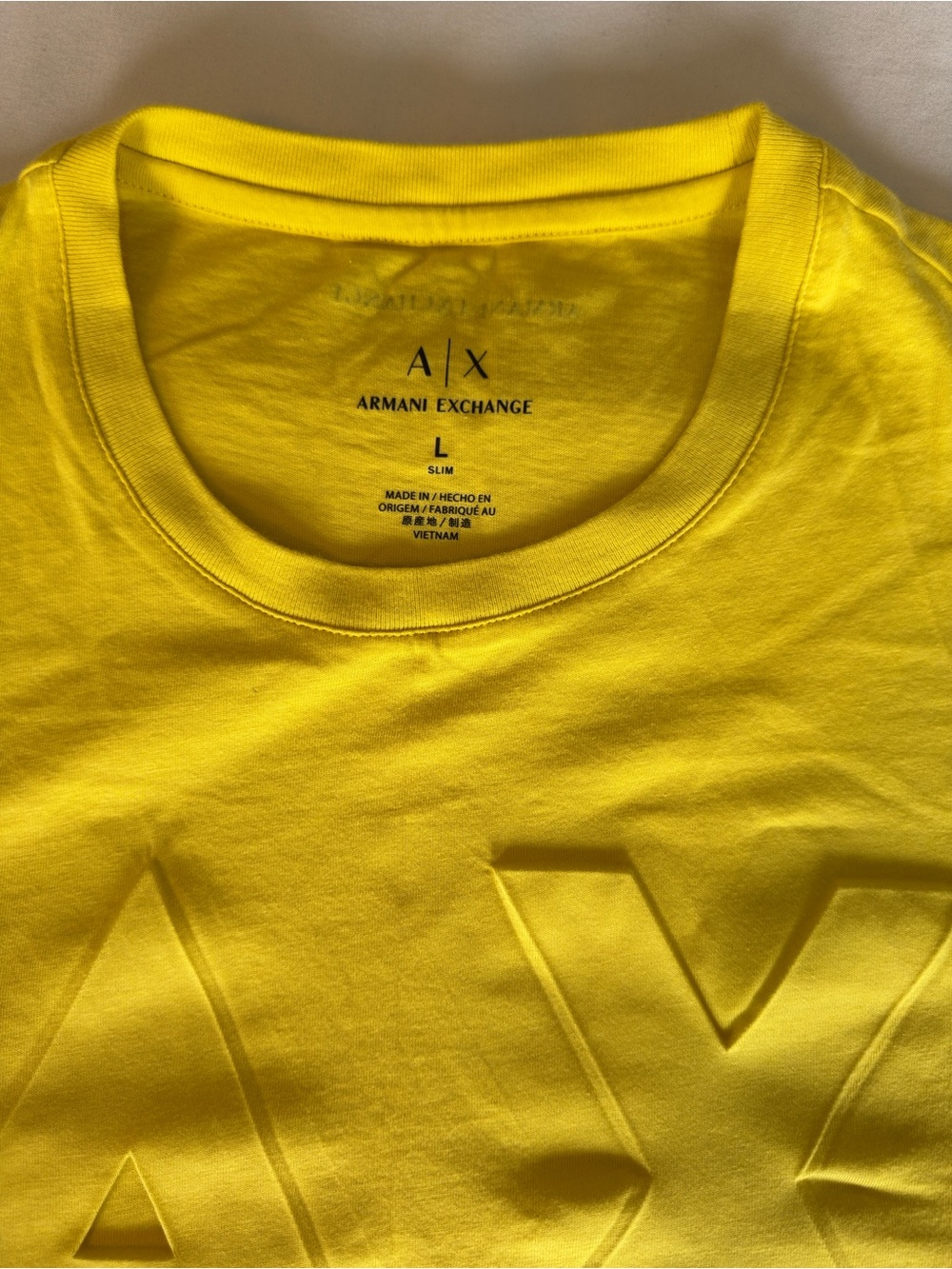 Armani Exchange Yellow Embossed A|X Crew Tee